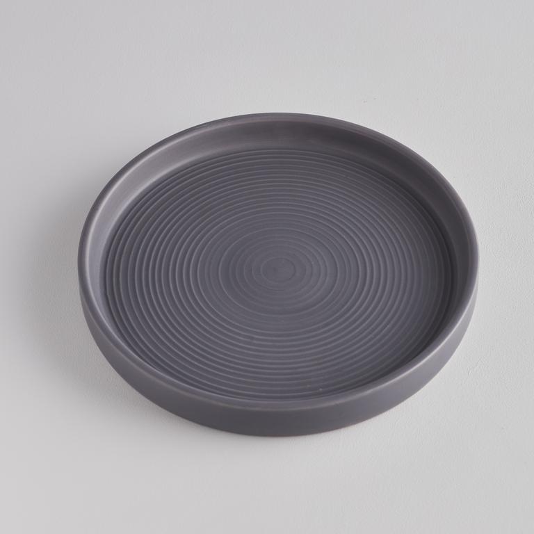 Dark Grey Ceramic Candle Plate - F01022 - Uneeka