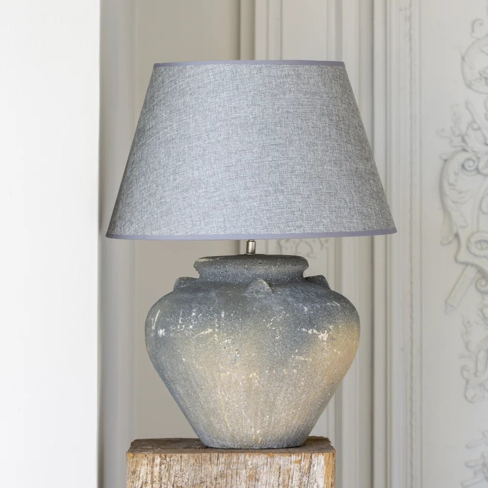 Dark Grey Ceramic Table Lamp with Grey Shade - YH6103 - Uneeka