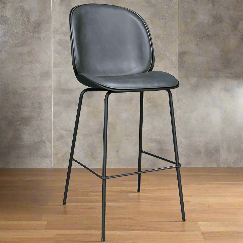 Dark Grey Faux Leather Bar Stool - 8002 - Uneeka