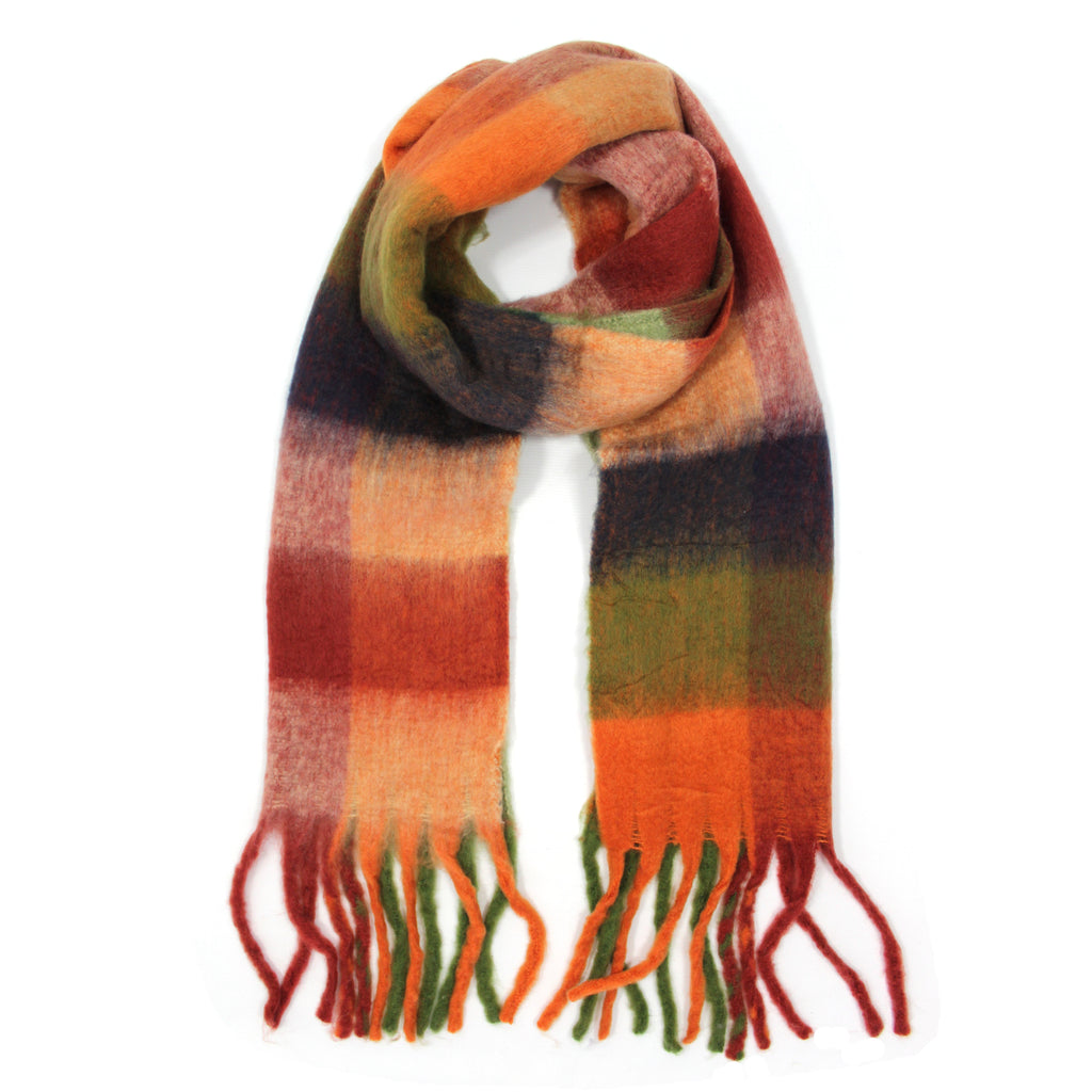 Dark Oranges & Browns Tone Check Scarf - SK5651C12 - Uneeka