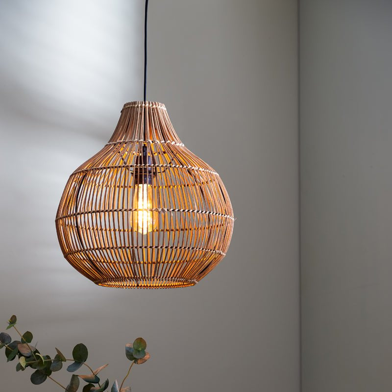 Dark Rattan Hanging Lamp - 2950618 - Uneeka