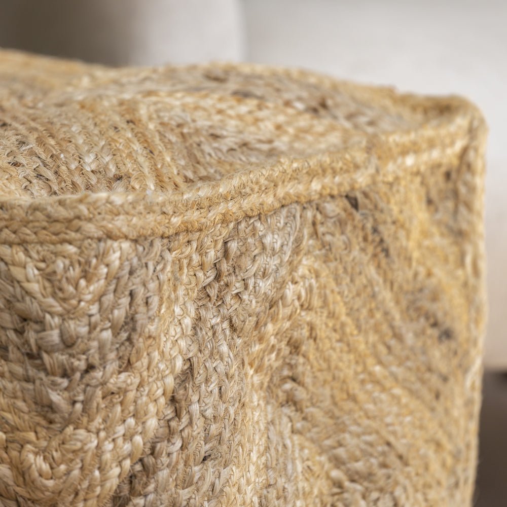 Diamond Pattern Natural Jute Pouffe - CJ23696 - Uneeka