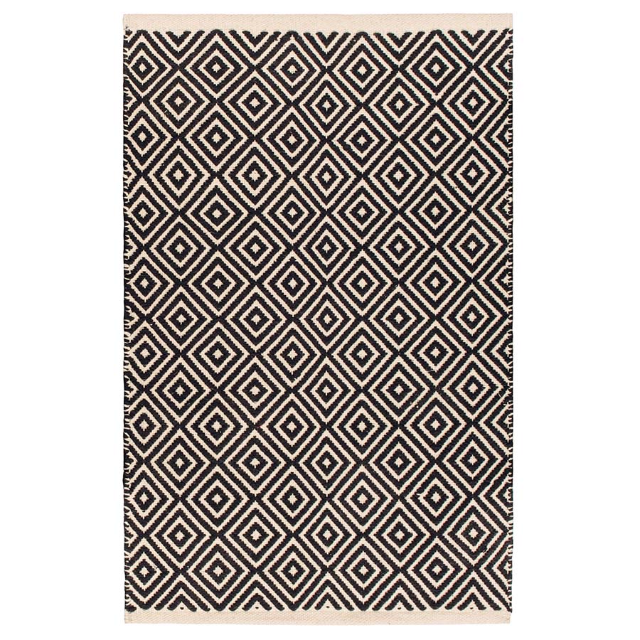Diamond Weave Cotton Handloom Rug - R136BK - Uneeka