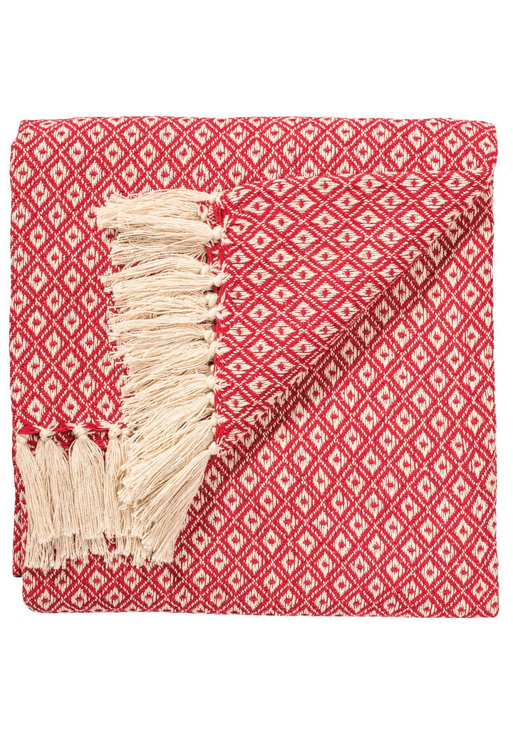 Diamond Weave Cotton Handloom Throw - TH136RD - Uneeka