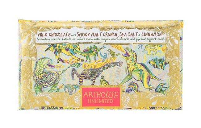 Dinosaurs Milk Chocolate Smoky Malt Crunch, Sea Salt & Cinnamon Bar - CHOC056 - Uneeka