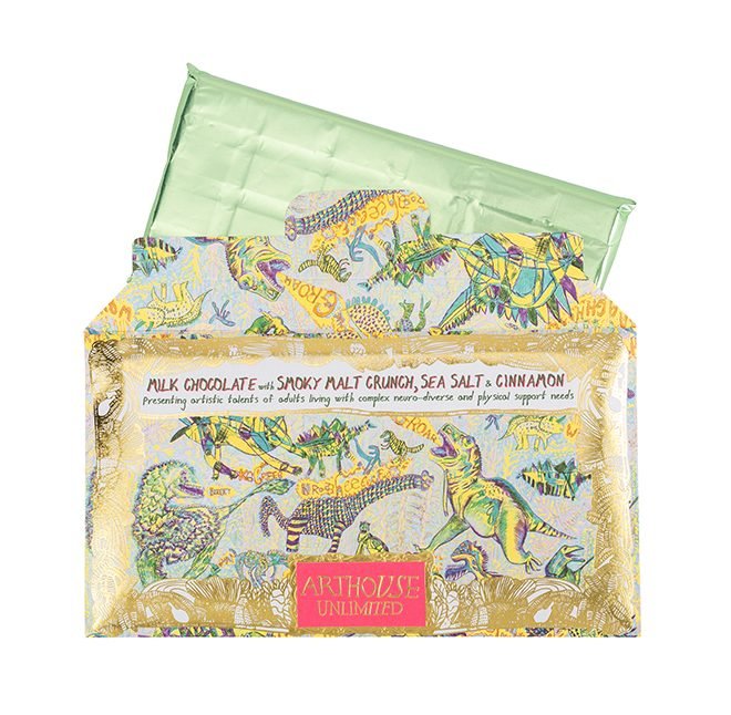 Dinosaurs Milk Chocolate Smoky Malt Crunch, Sea Salt & Cinnamon Bar - CHOC056 - Uneeka