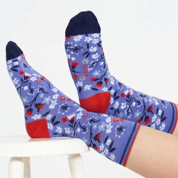 Ditsy Floral Bamboo Socks - TA385 - Blue - Uneeka