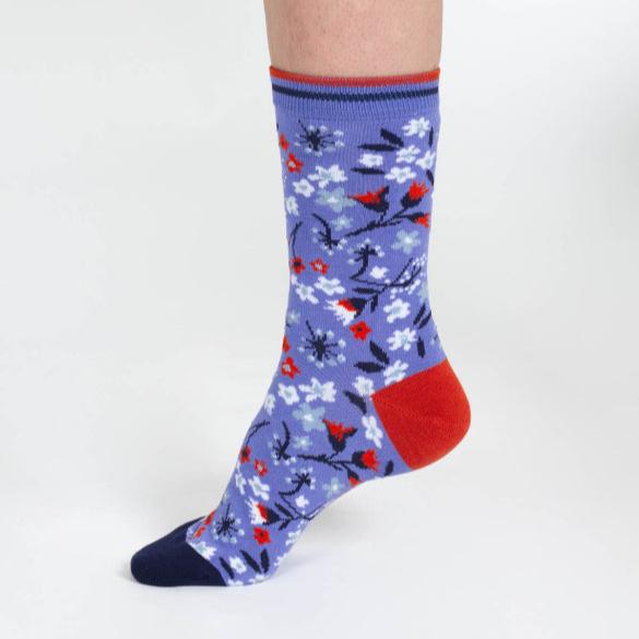 Ditsy Floral Bamboo Socks - TA385 - Blue - Uneeka