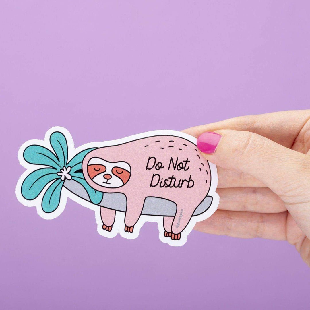 Do Not Disturb Sloth Large Vinyl Sticker - ST - LAP - 51 - Uneeka