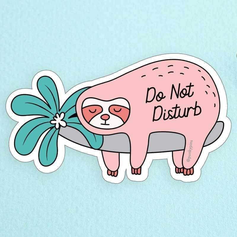 Do Not Disturb Sloth Large Vinyl Sticker - ST - LAP - 51 - Uneeka