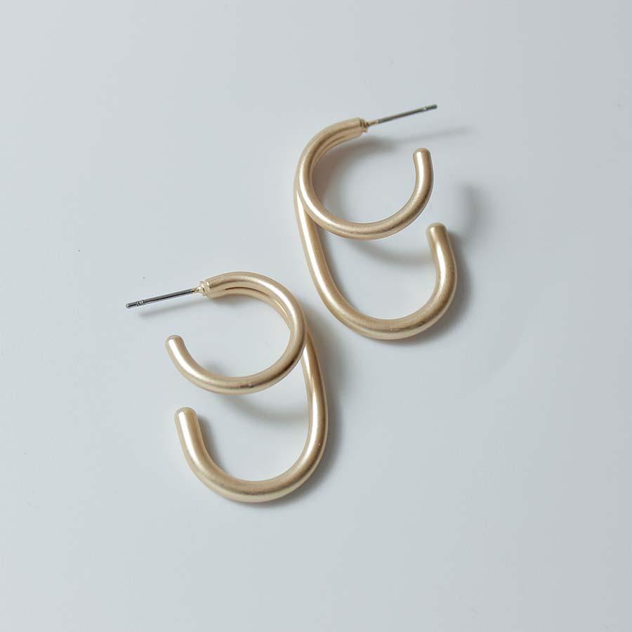 Double Oval Earrings - CE - 4042 - MG - Uneeka