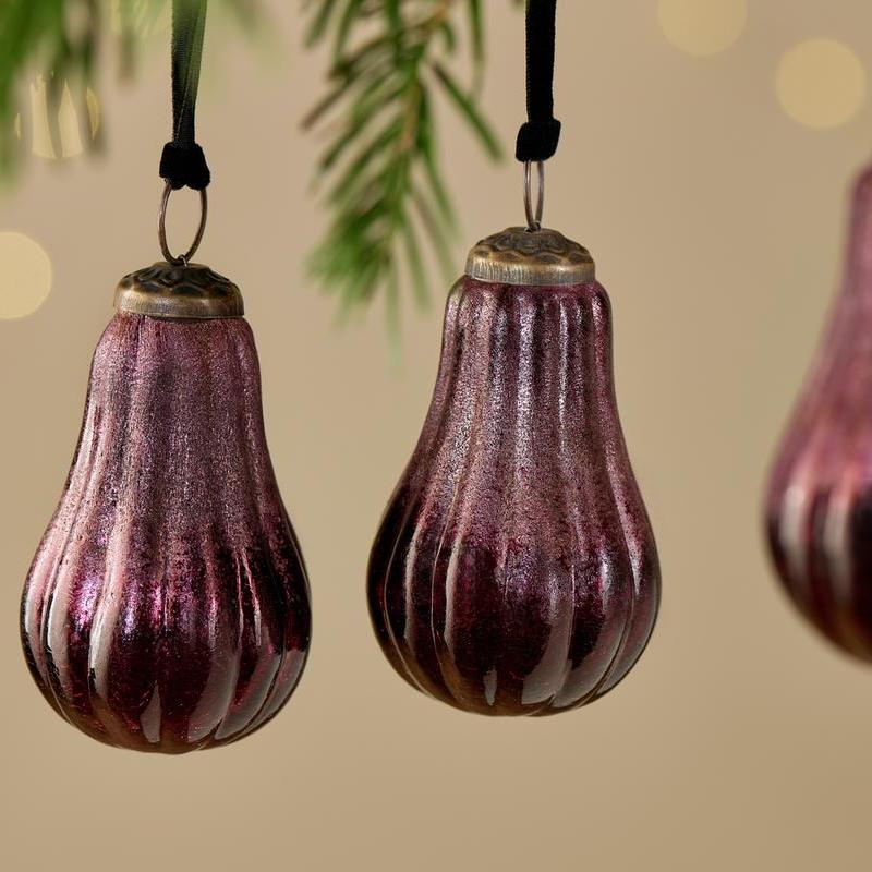 Drop Shape Ruby Pannee Christmas Bauble - PB4401 - Uneeka