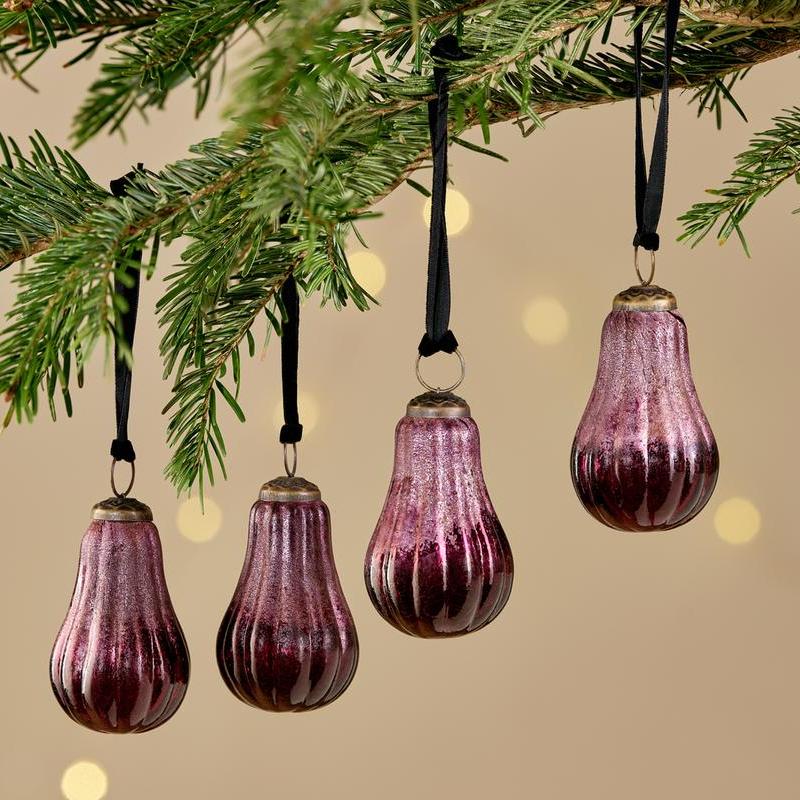 Drop Shape Ruby Pannee Christmas Bauble - PB4401 - Uneeka