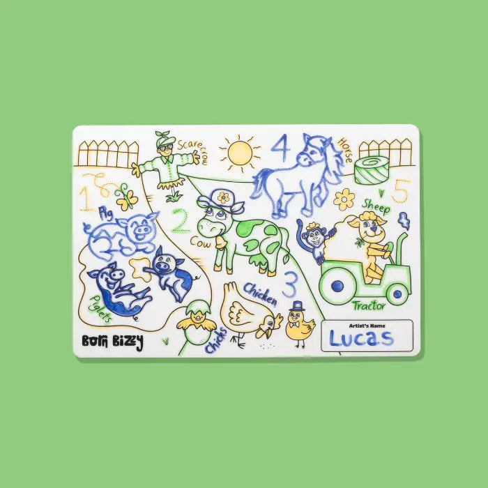 MooTastic Farmyard Mini Colouring Mat - MooTastic Farmyard Mini Mat - Uneeka