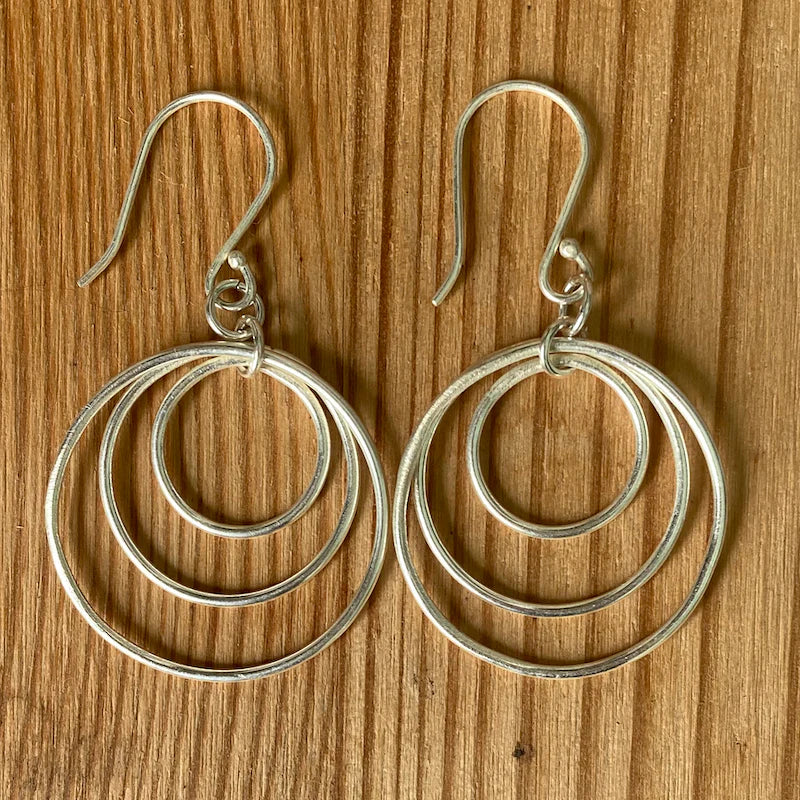 Silver Plated Triple Ring Earrings - JEMS17 - Uneeka
