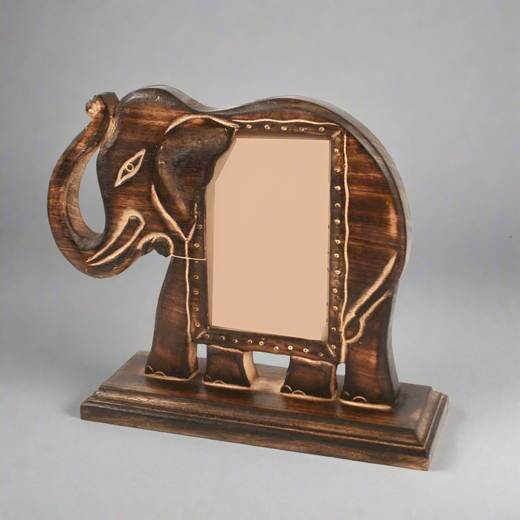 Elephant Shaped 6" x 4" Wooden Photo Frame - ASH0111 - Uneeka
