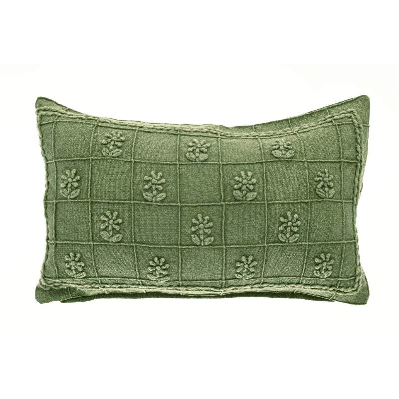 Embroidered Check Rectangular Cushion - FNCAO - Uneeka