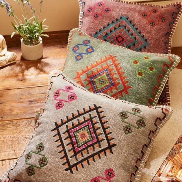 Embroidered Stone Wash Cushion - CC311TL - Uneeka