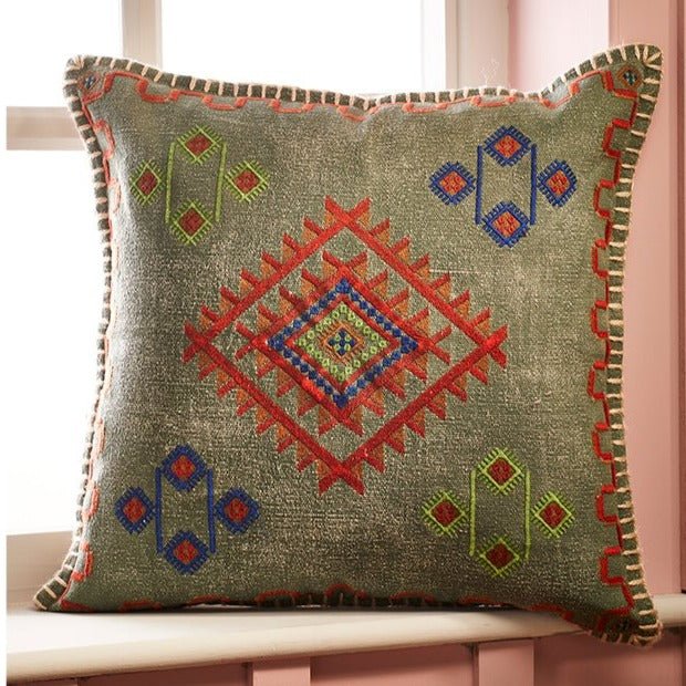 Embroidered Stone Wash Cushion - CC311TL - Uneeka