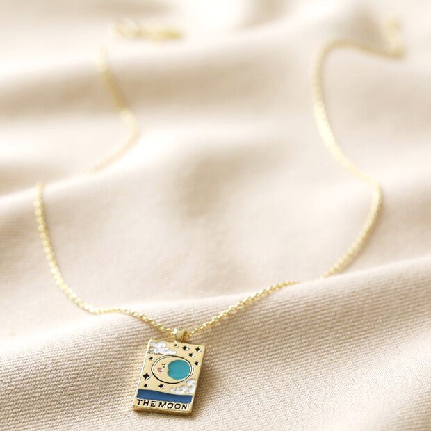 Enamel 'Moon' Tarot Card Necklace - 60202 - Uneeka