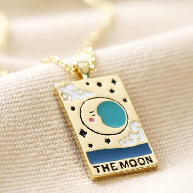 Enamel 'Moon' Tarot Card Necklace - 60202 - Uneeka