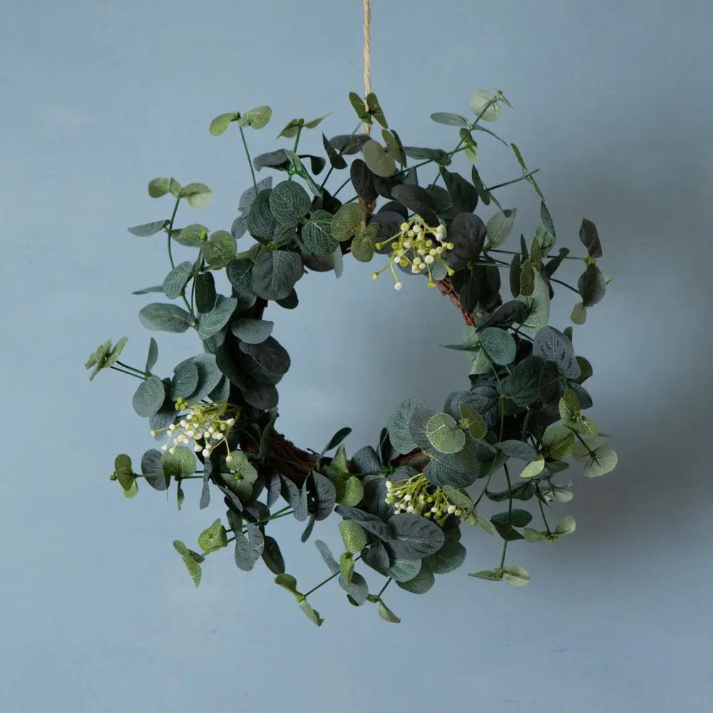 Eucalyptus & White Flower Table Wreath - HUA9281 - Uneeka