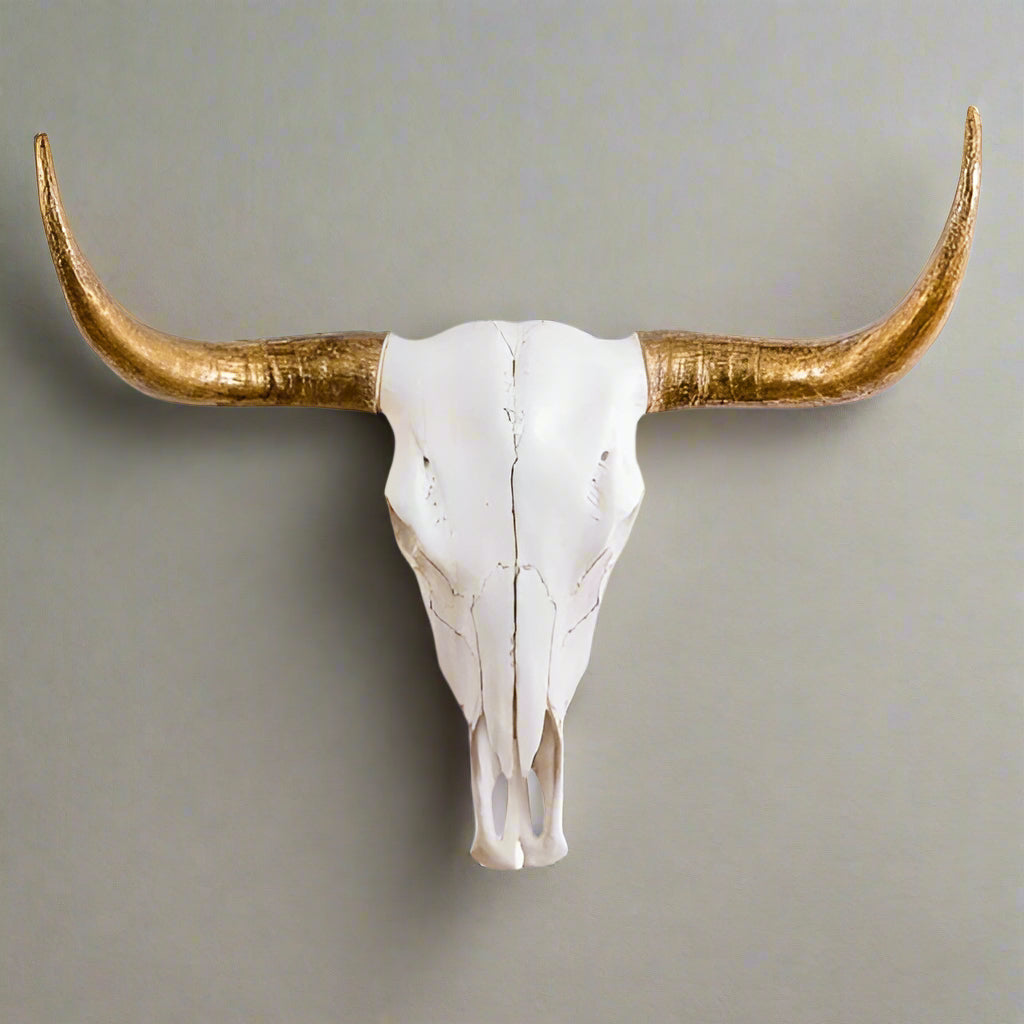 Extra Large Bison Skull With Gold Horns Wall Decoration - CRT52 - Uneeka