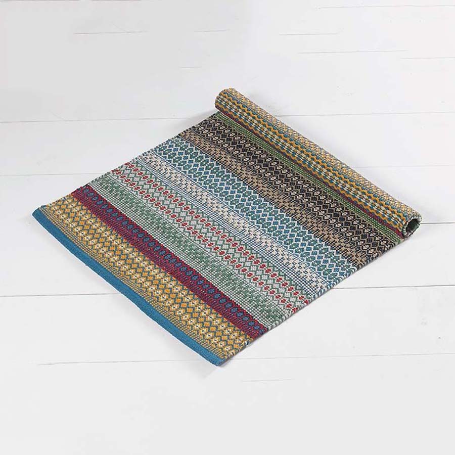 Extra Large Cotton Rainbow Rug in a Fairisle Pattern - CIRUGXLR - Uneeka