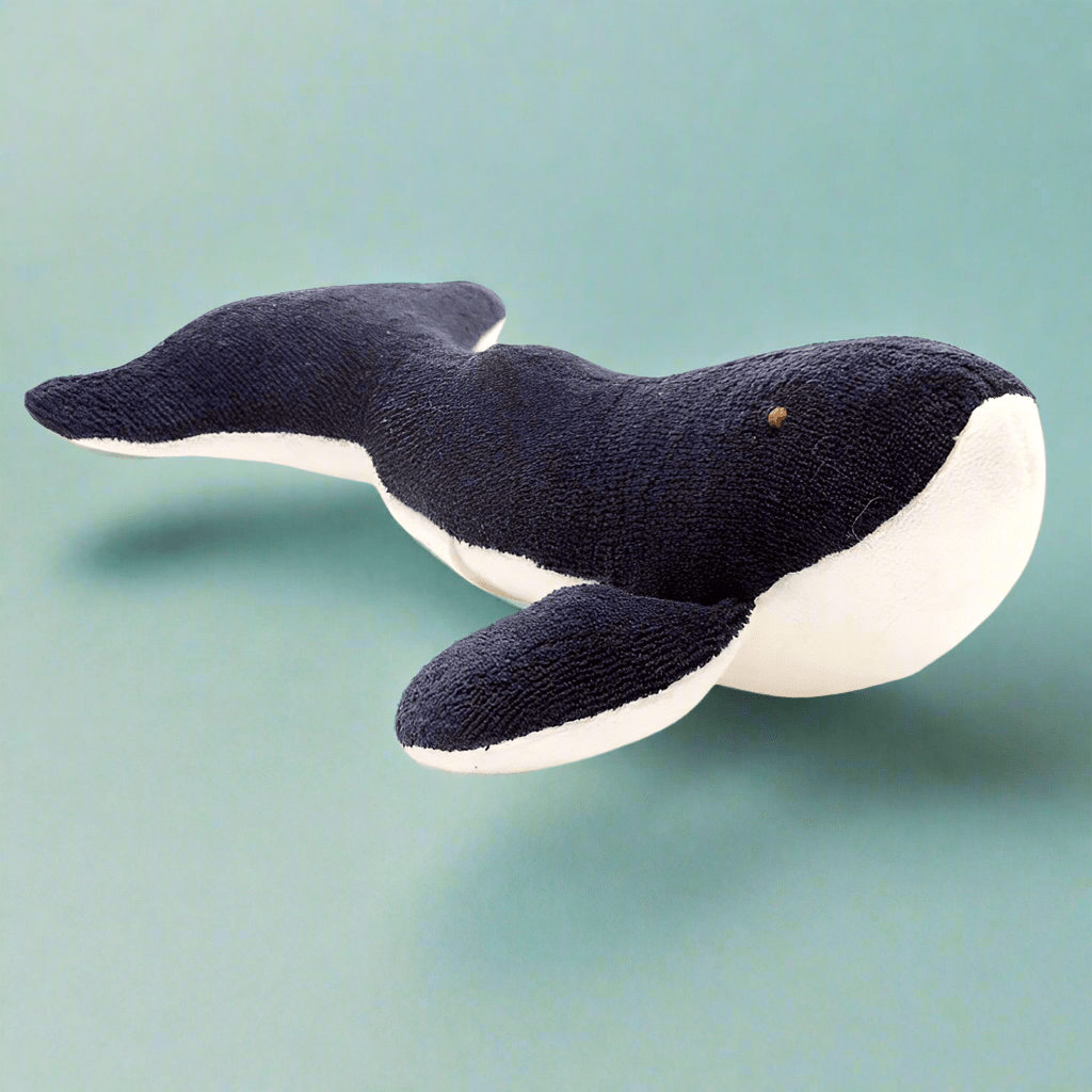 Fair Trade Organic Cotton Navy & White Whale Baby Toy - BYUTN2217 - Uneeka