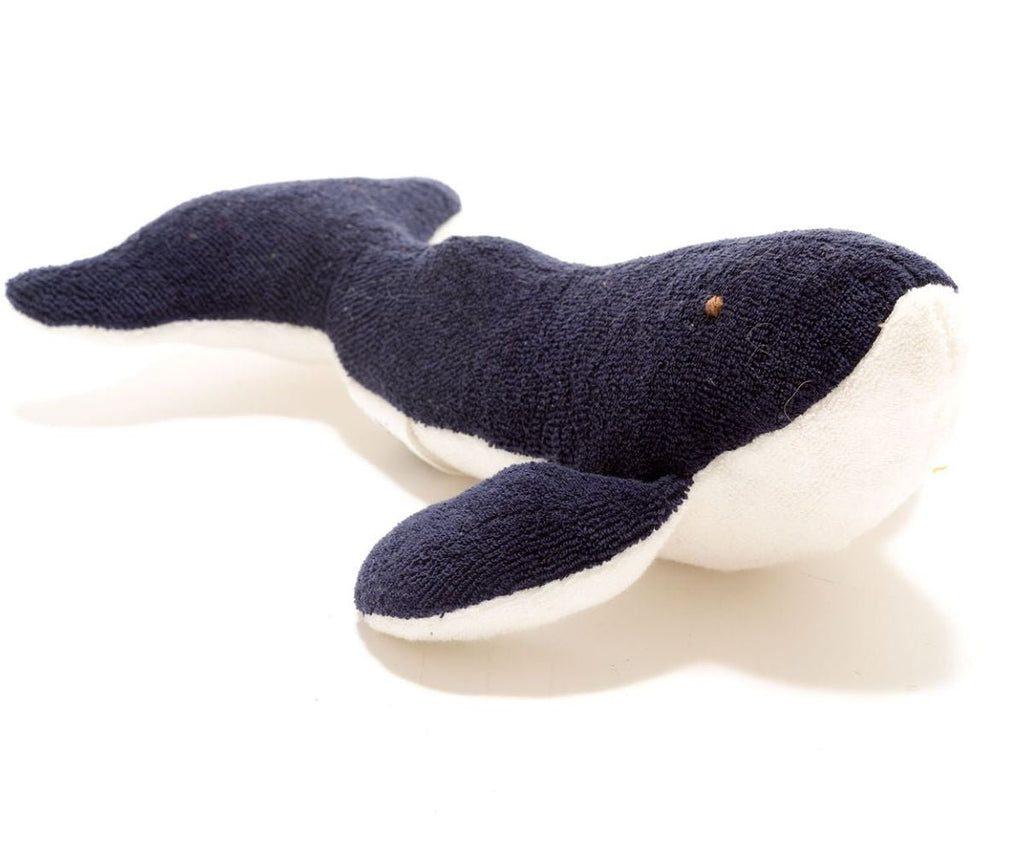 Fair Trade Organic Cotton Navy & White Whale Baby Toy - BYUTN2217 - Uneeka