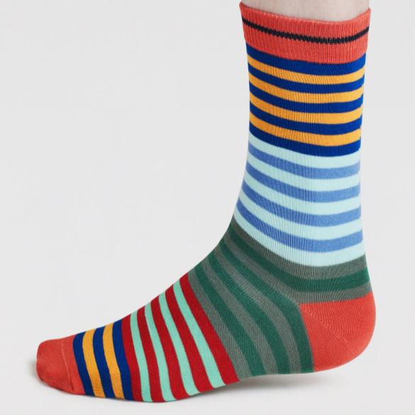 Falon Stripe Bamboo Socks - SPM909 - Orange - Uneeka