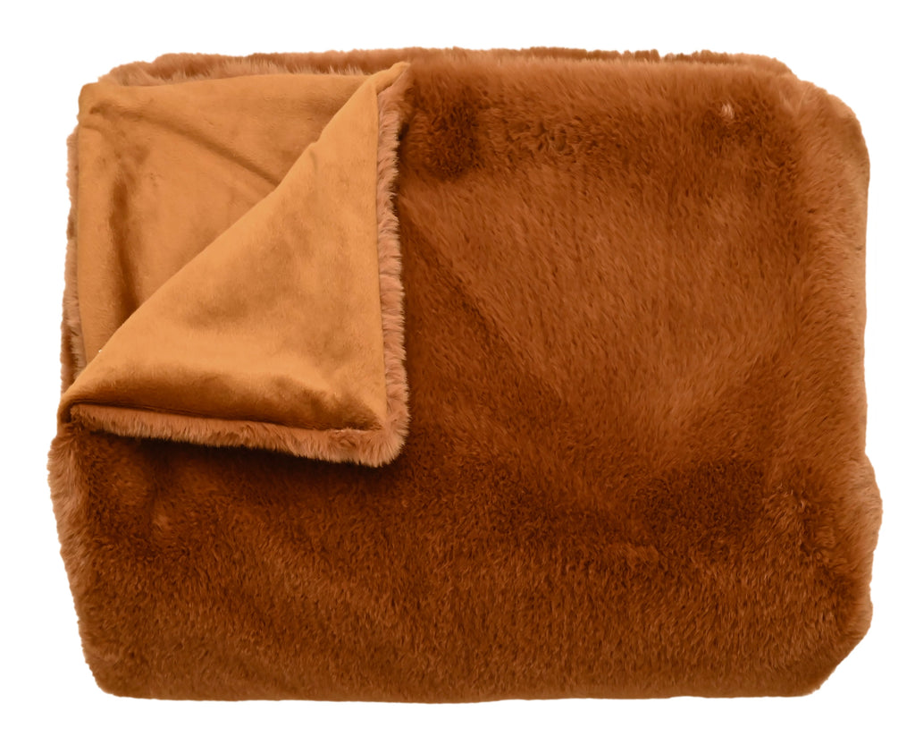 Faux Fur Gingerbread Brown Throw - LFFTG - Uneeka