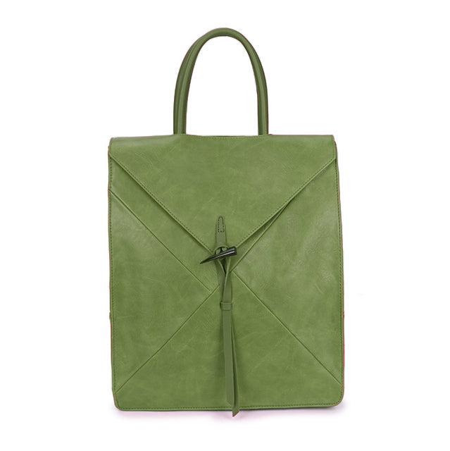 Faux Leather Backpack with Carry Handle - 12202 - GREEN - Uneeka