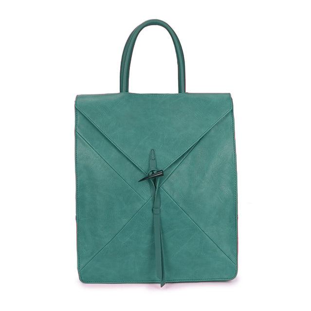 Faux Leather Backpack with Carry Handle - 12202 - TEAL - Uneeka