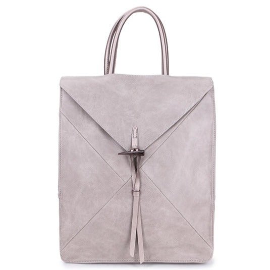 Faux Leather Backpack with Carry Handle - 12202 - LGREY - Uneeka