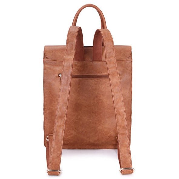 Faux Leather Backpack with Carry Handle - 12202 - DGREY - Uneeka