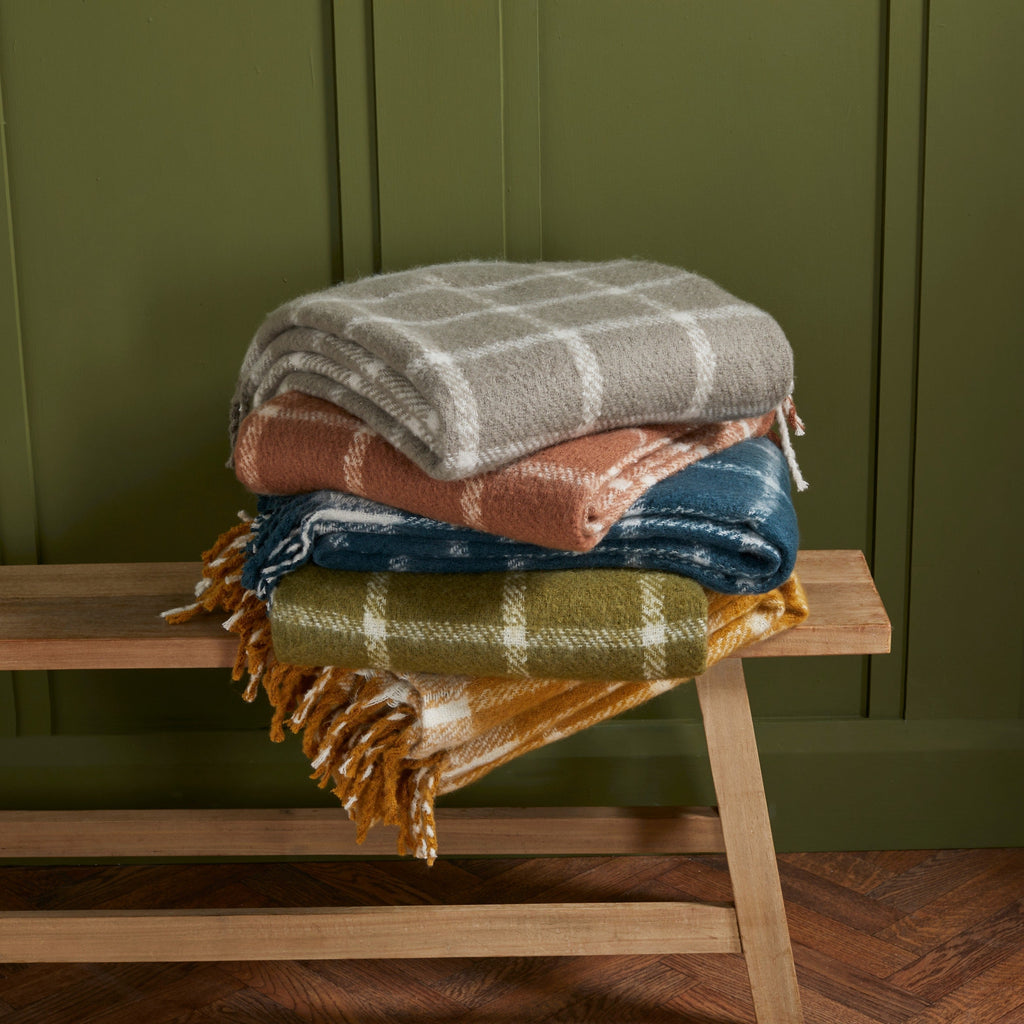 Faux Mohair Chequered Throw - MCTB - Uneeka