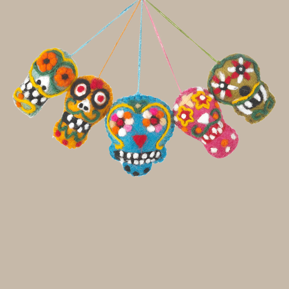 Felt Coloured Sugar Skulls* - ANHSUGS - TURQUOISE - Uneeka