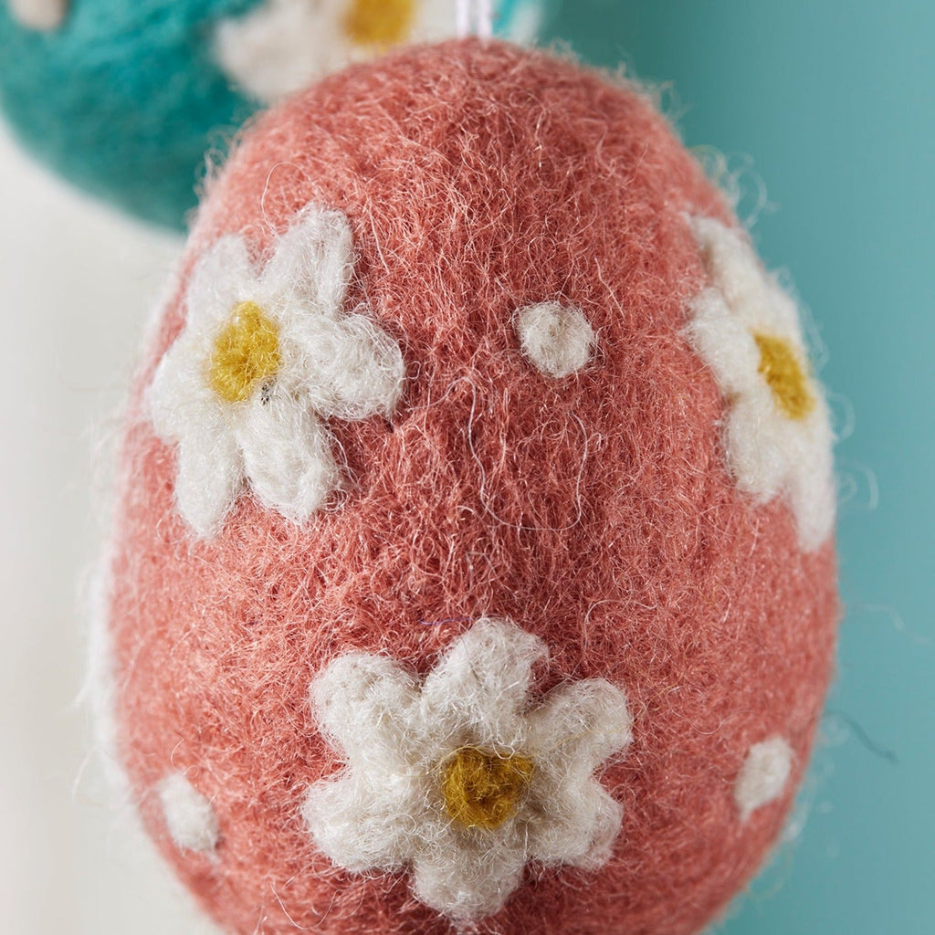 Felt Daisy Pattern Hanging Egg Decoration - HDEC49 - PINK - Uneeka