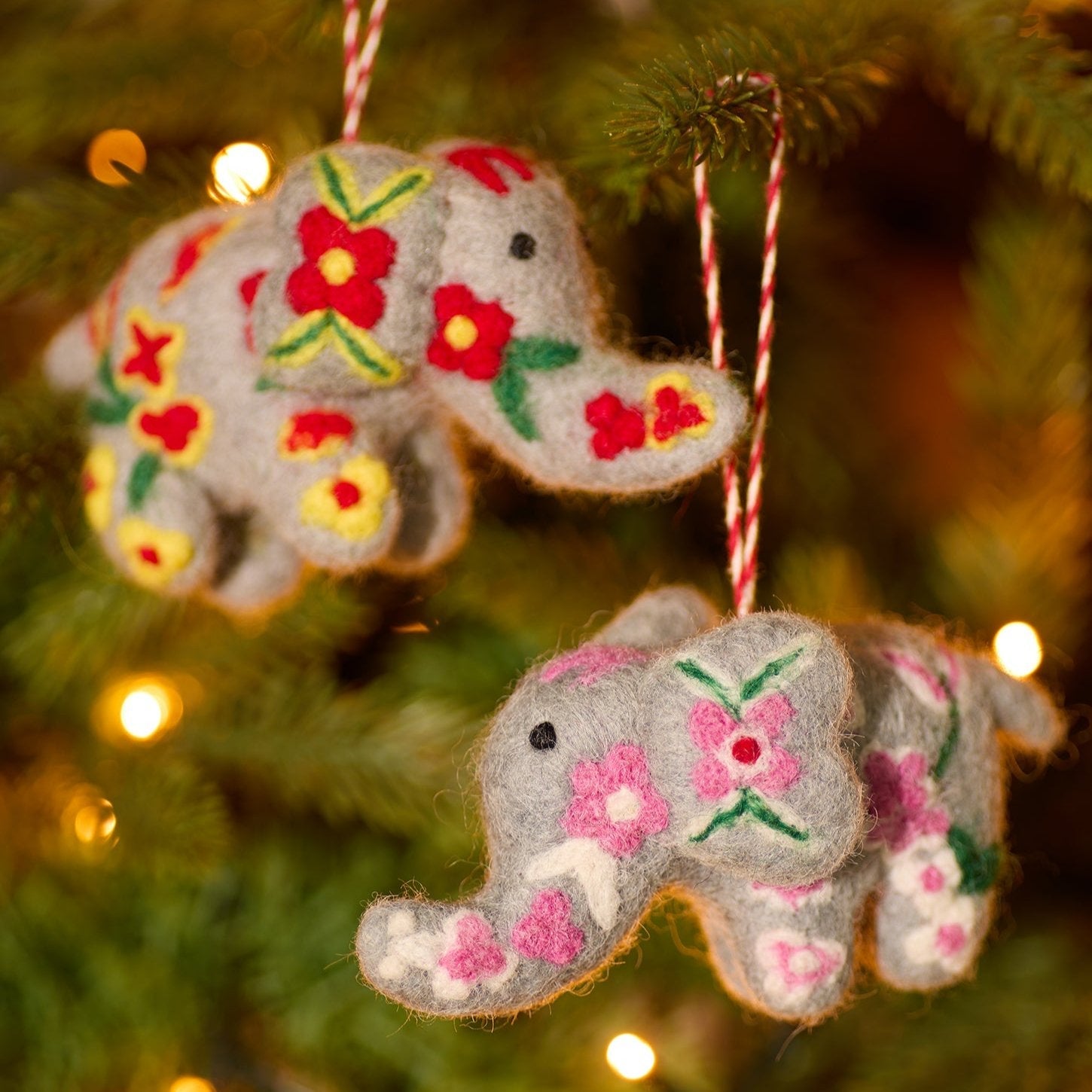 Felt Embroidered Hanging Elephant - XM132 - RED - Uneeka