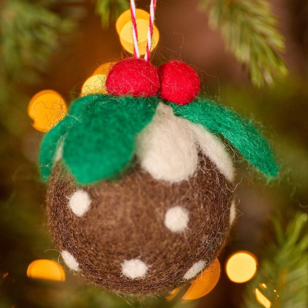 Felt Festive Christmas Pudding Bauble - XM76 - Uneeka