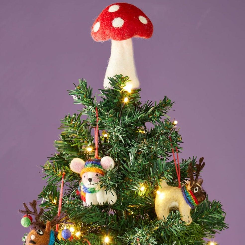 Felt Mushroom Christmas Tree Topper - DECOR1 - Uneeka