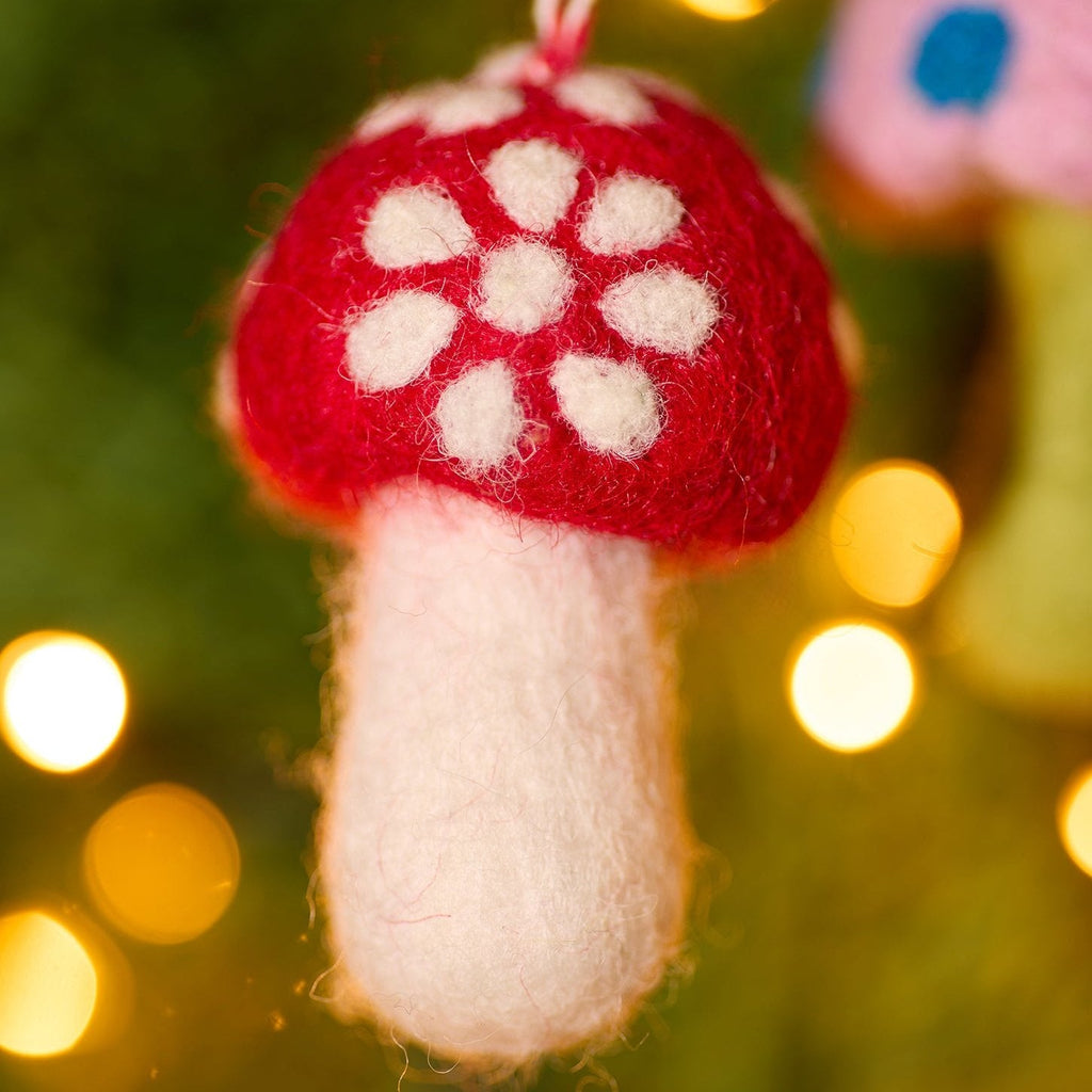 Felt Patterned Mushroom - XM136 - RED - Uneeka