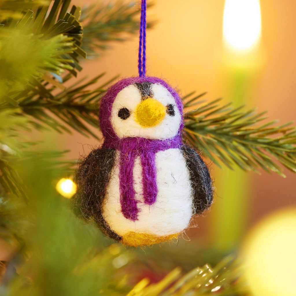 Felt Penguin Hanging Decoration - XM228 - PURPLE - Uneeka