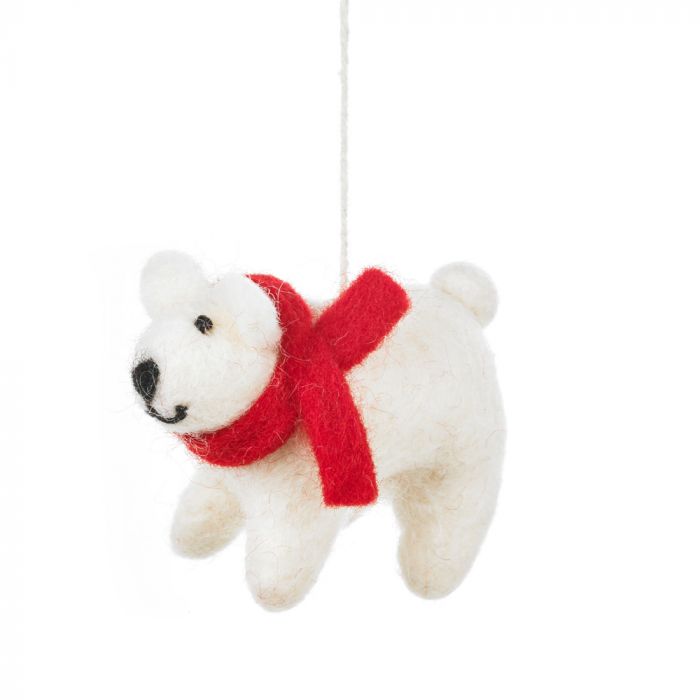 Felt Polar Bear in Scarf - ACWPB - Uneeka