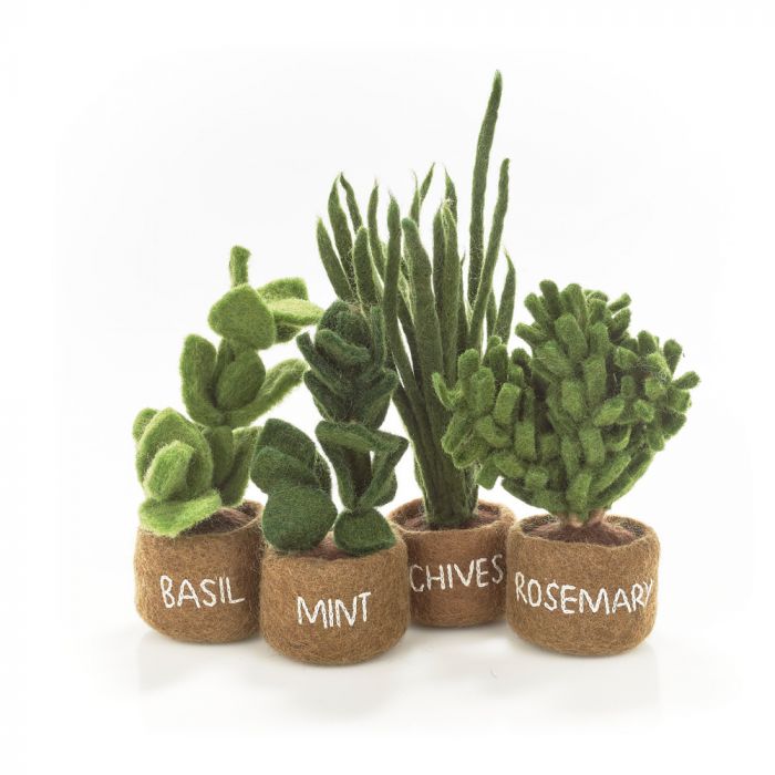 Felt Potted Herbs - PLHERB - BASIL - Uneeka