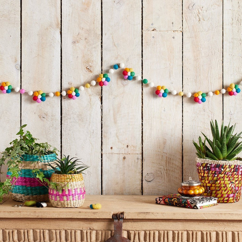 Felt Rainbow Flower Garland - STRING21 - Uneeka