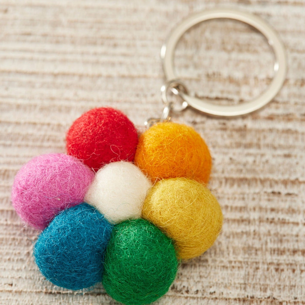 Felt Rainbow Flower Keyring - KR21 - Uneeka