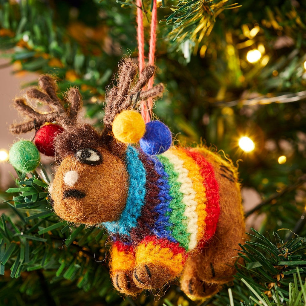 Felt Ronnie Reindeer with Rainbow Jumper - XM50 - Uneeka