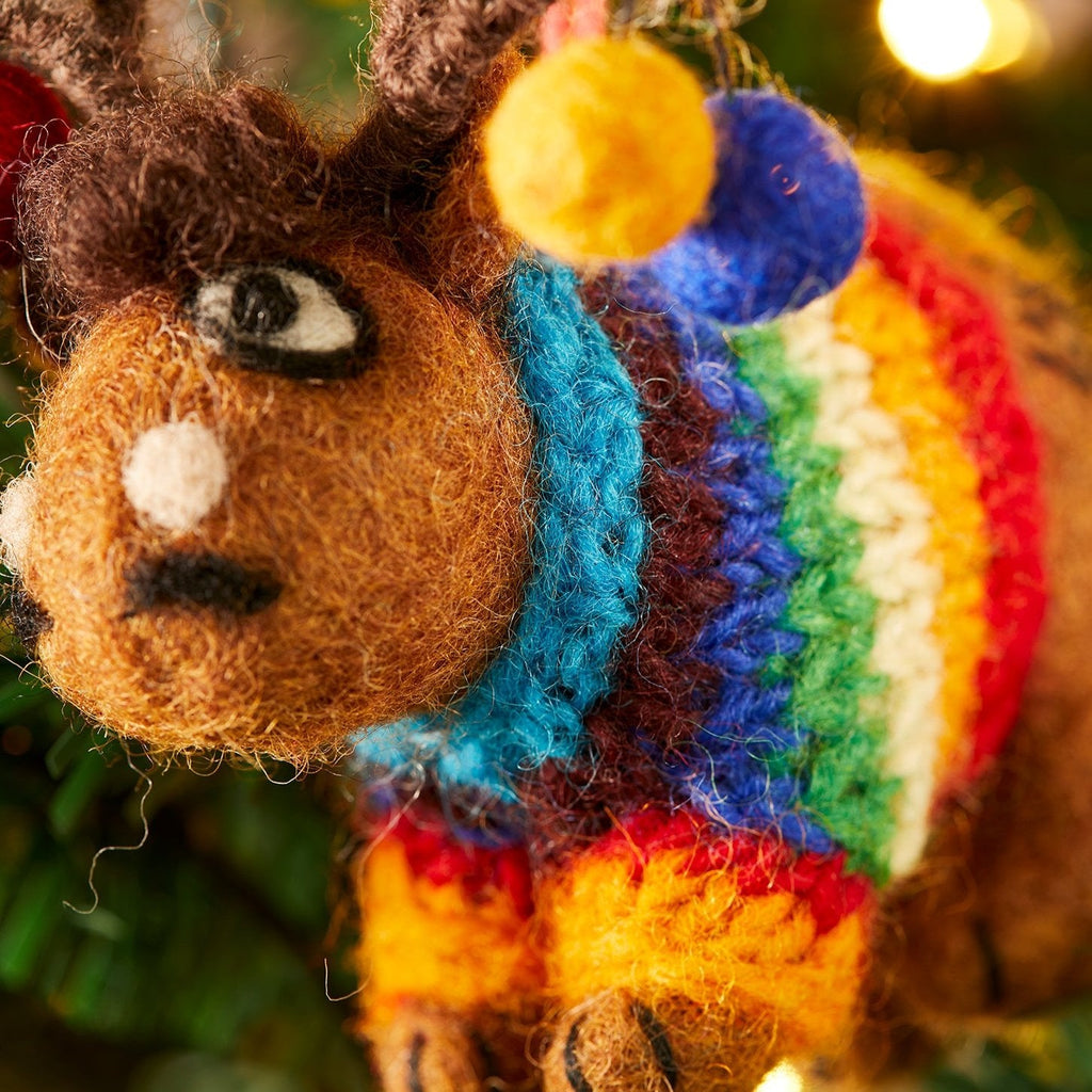 Felt Ronnie Reindeer with Rainbow Jumper - XM50 - Uneeka